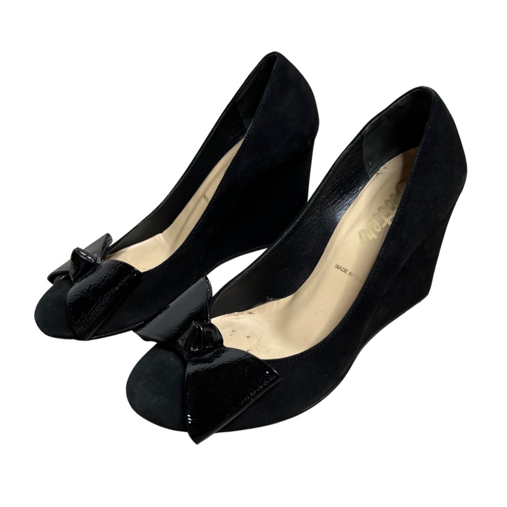 Butter Black Suede Wedge  Pump Size 7.5
